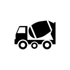 Illustration of a cement mixer truck on transparent background silhouette