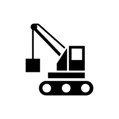 Illustration of a black crane machine on transparent background silhouette