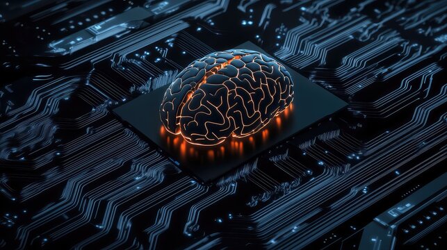 The "brain" of an autonomous vehicle, a central processing unit glowing with activity, with data streams from LiDAR, radar, and cameras visualized as light flowing into it, conceptual,