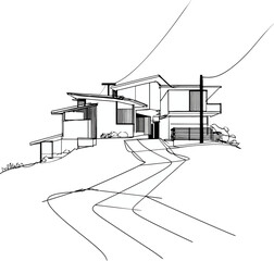 line art illustration of house