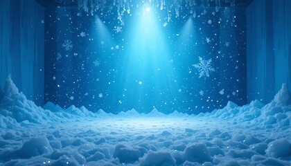 Winter Wonderland Stage with Snowflakes and Spotlights