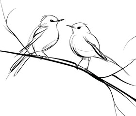 line art of bird in black and white design