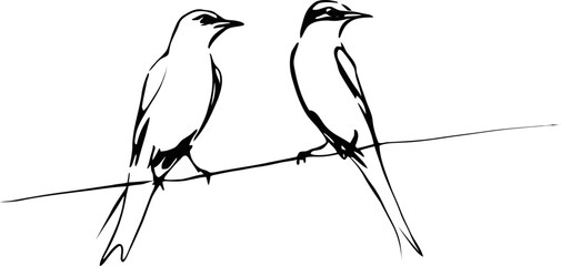 line art of bird in black and white design