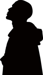 standing man silhouette in black and white illustration