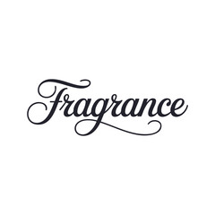 Fragrance written in a joining script style with a bold stroke on a simple background in vector format, created in a typography logo style