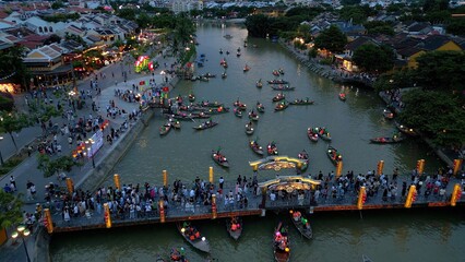 Asia, Vietnam , Hoi An, the city of lanterns, a UNESCO World Heritage Site . the traditional...