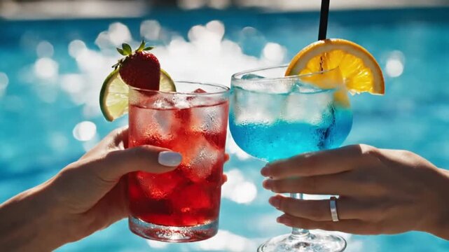 Refreshing summer cocktail celebration poolside beverage photography vibrant atmosphere close-up enjoyment
