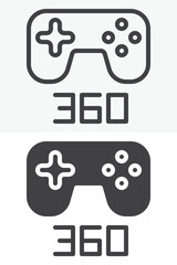 360 degree gamepad vector icon set in line and solid different style