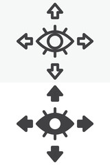 360 degrees eye view vector icon set in line and solid different style