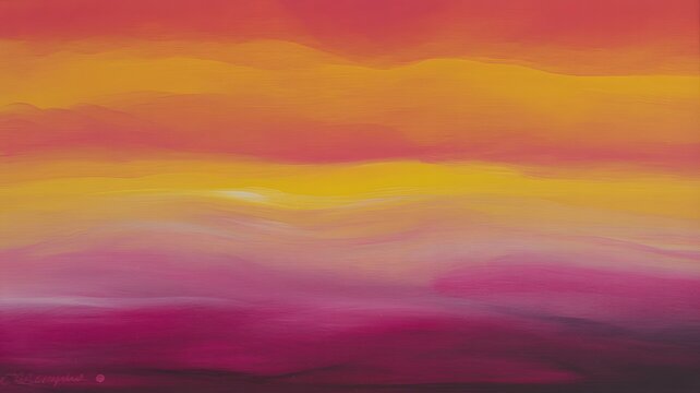 Abstract painting with pink yellow and orange hues