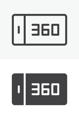 360 degrees smartphone vector icon set in line and solid different style