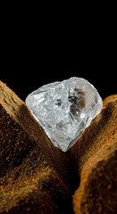 Untouched beauty of a rough gemstone nestled among organic elements, highlighting its inherent brilliance and earthy origins ,unrefined ,geology ,raw