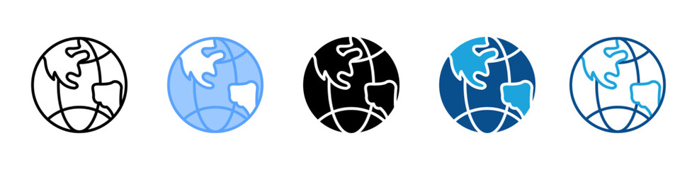 Globe icon sheet multiple style collection