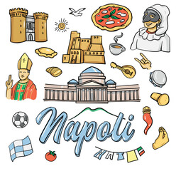 Naples Icons and Traditions. Vector Illustration