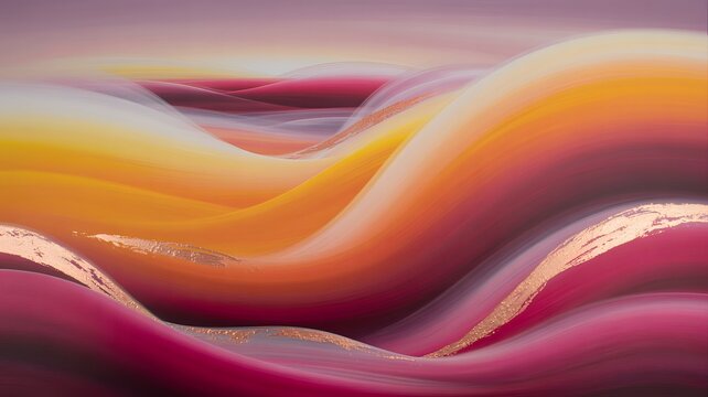Abstract waves with sunset color gradient design