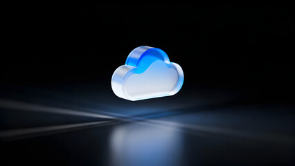 Sleek cloud computing icon shows secure modern data network and global digital connection, an abstract style reflecting advanced technology solutions