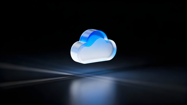Sleek cloud computing icon shows secure modern data network and global digital connection, an abstract style reflecting advanced technology solutions