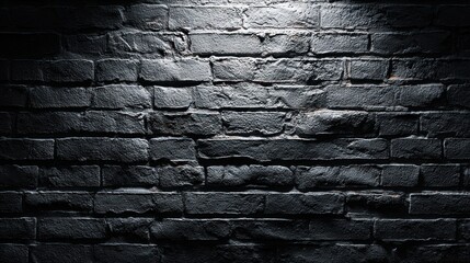 Dark textured brick wall illuminated by a single overhead light source.
