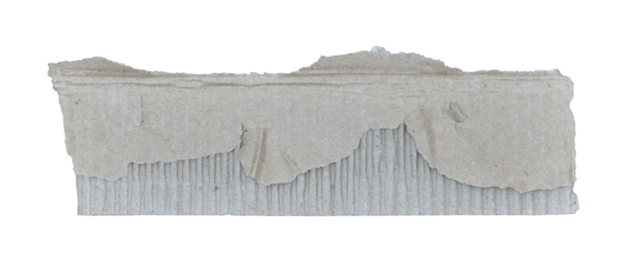 Brown corrugated kraft paper torn into pieces in transparent background png