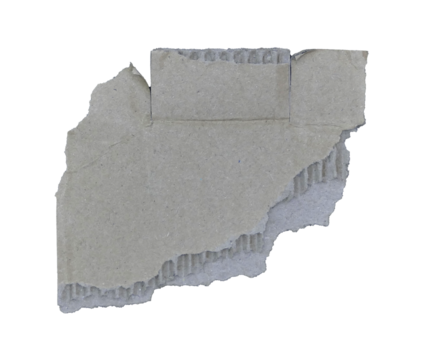 Brown corrugated kraft paper torn into pieces in transparent background png