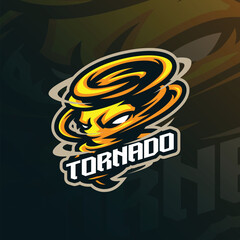 Tornado mascot logo design vector. Angry tornado illustration for sport and esport team.
