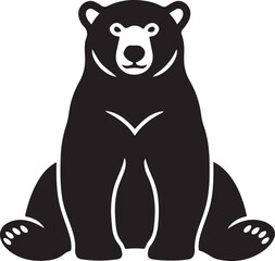 Black bear sitting front view simple graphic illustration animal wildlife