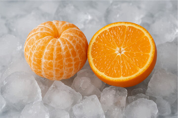 orange in ice peal and a half pieace