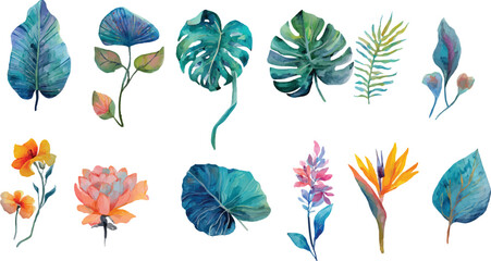 Obraz premium vector set of colorful leaves