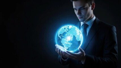 Businessman holding illuminated globe concept - Powered by Adobe
