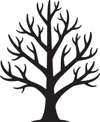 Obraz premium Black silhouette of a bare tree with spreading branches vector