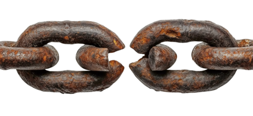Rusty Metal Chain Links isolated on a transparent background