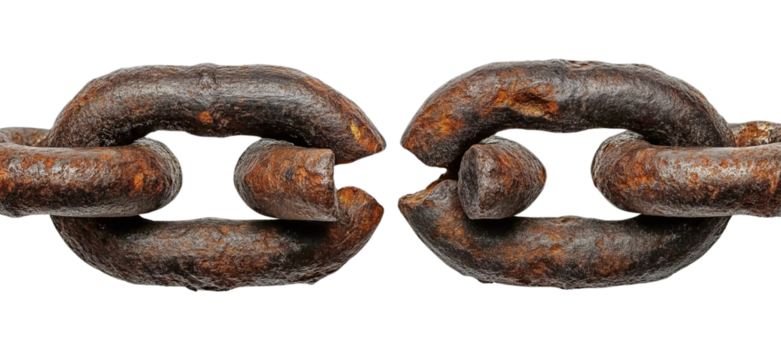 Rusty Metal Chain Links isolated on a transparent background