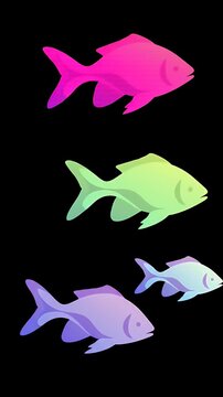 Psychedelic Neon Fish Loop Abstract Art Motion Graphics Background