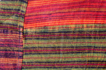 Colorful piece of fabric with stripes of different colors