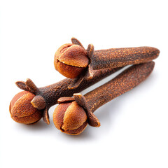 Clove spice macro close up on white background for culinary use and design