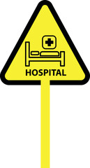 Hospital sign with medical bed and plus Vector