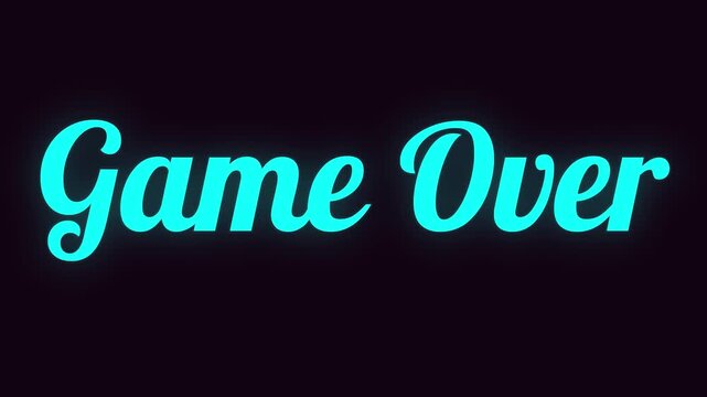 4K Handwriting Neon Game Over Neon Sign Animation.