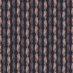 Hand drawn watercolor brown dried leaves seamless pattern. Illustration of branch with leaves isolated on dark background. Can be used for textile scrapbook fabric and other printed products.