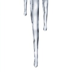 Transparent icicle with light reflections on white background for winter design concepts