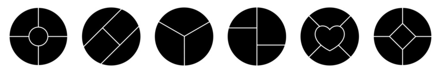 Obraz premium Circle Collage Templates. picture wall album for abstract background, business, collage art, digital photo, papers. vector illustration