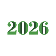 Green 2026 number illustration new year future celebration isolated on white background