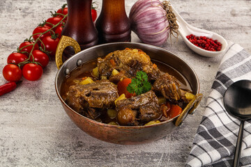 Gourmet Oxtail beef soup with vegetables