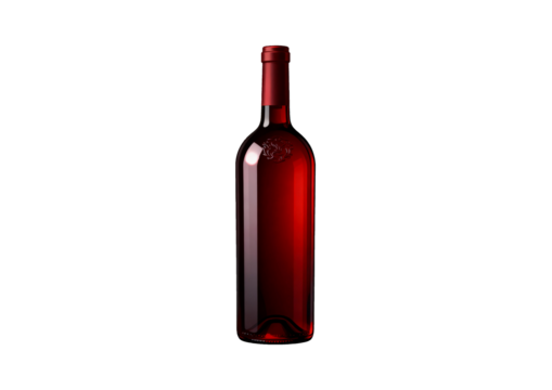 red wine bottle isolated on white background