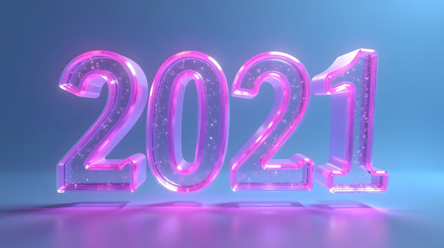Glowing pink 2021 number design, perfect for celebrations and events.