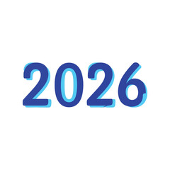 Blue 3d 2026 year numbers future new year celebration isolated on white background