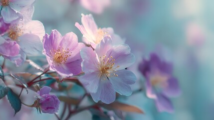 Soft watercolor flowers in pastel hues, evoking gentle beauty and serenity.