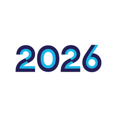 2026 year number graphic new year celebration future date modern typography isolated on white background