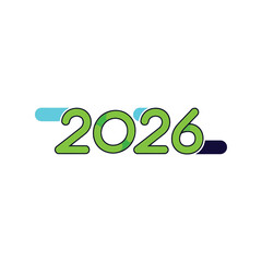 Green 2026 numbers new year celebration future planning isolated on white background