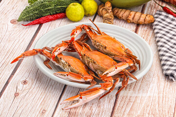 Hot fresh Boiled red crab