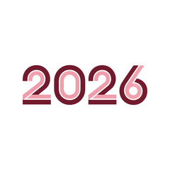 2026 year numbers new year celebration futuristic font modern typography isolated on white background